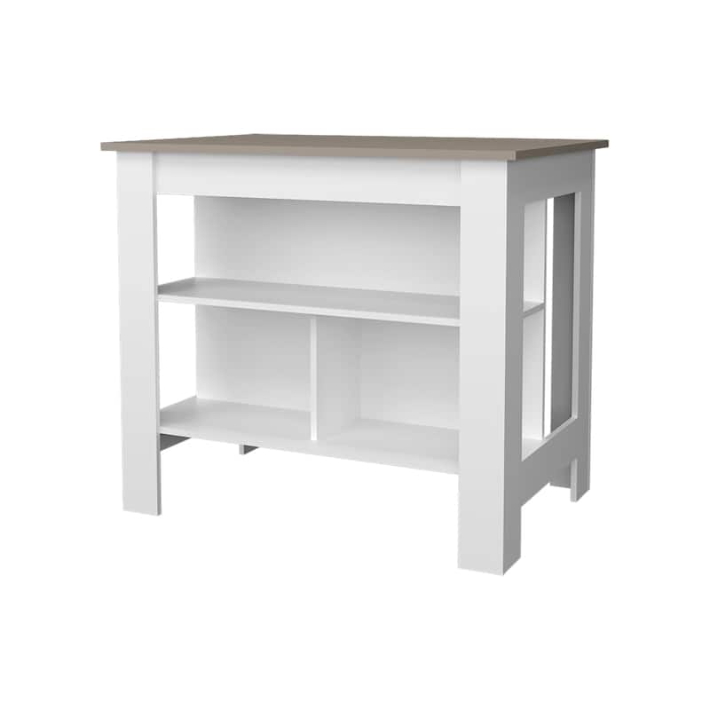 Kitchen Island with Open Storage - taupe