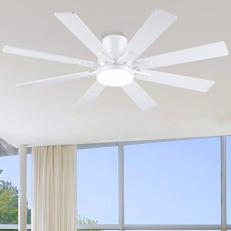 Kviflon 52 Inches Modern Ceiling Fan with Light and Remote 8 Plywood Blades for Bedroom Living Room - 52 Inches