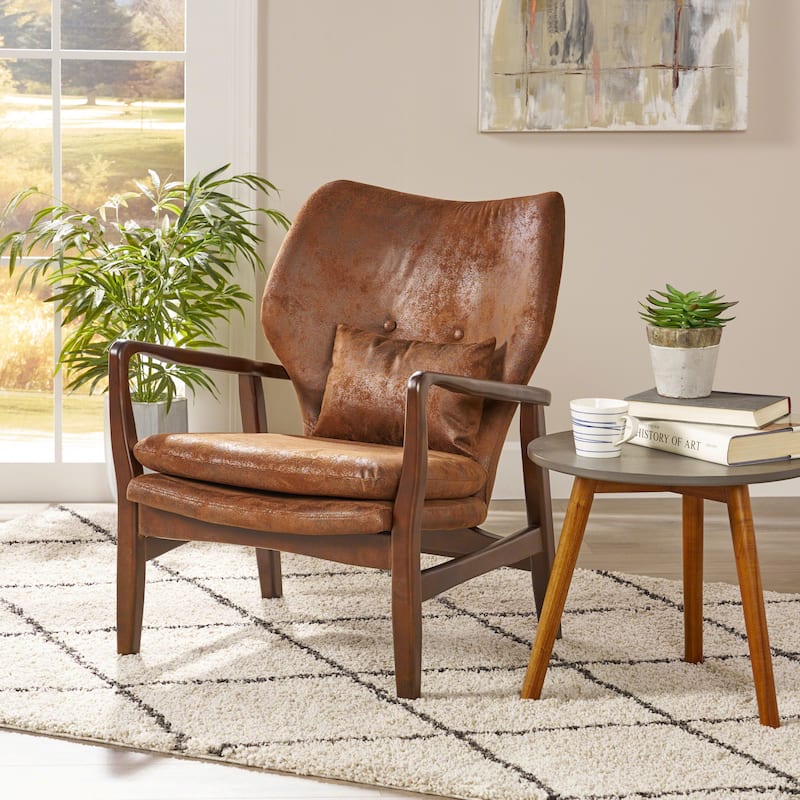 Mid-century Modern Club Chair, Upholstered Armchair With Birch Wood Legs