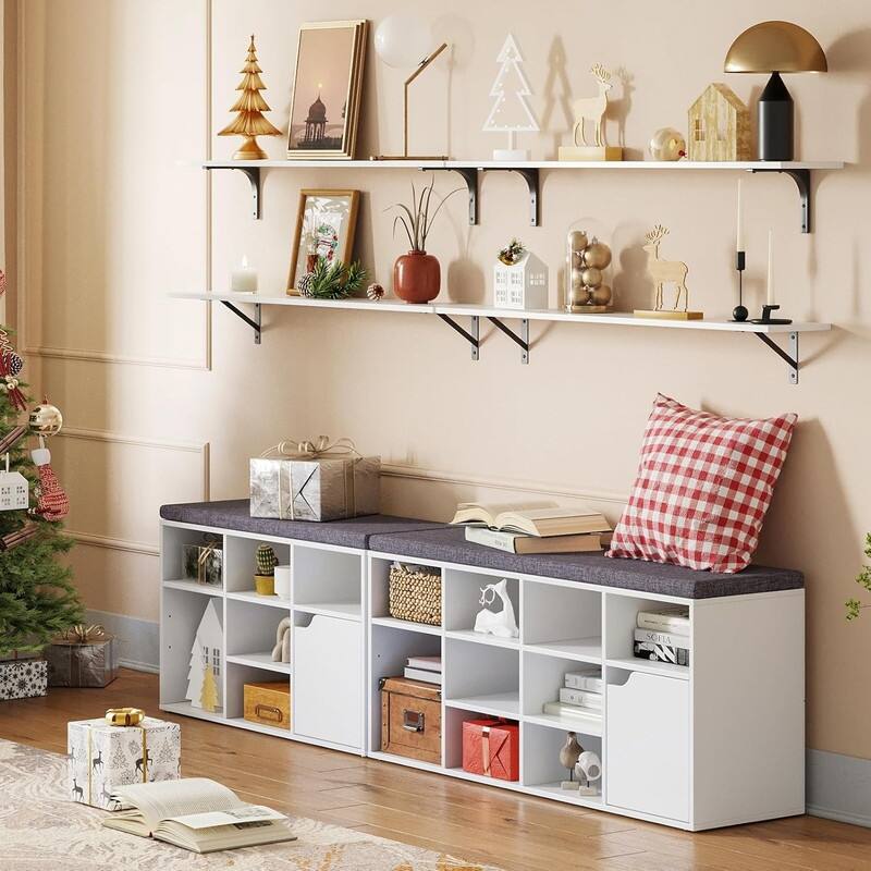 Long Wall Shelves, 47.3Inch Wall Mounted Shelves Set of 2 - 7.9"D x 47.3"W x 6.1"H