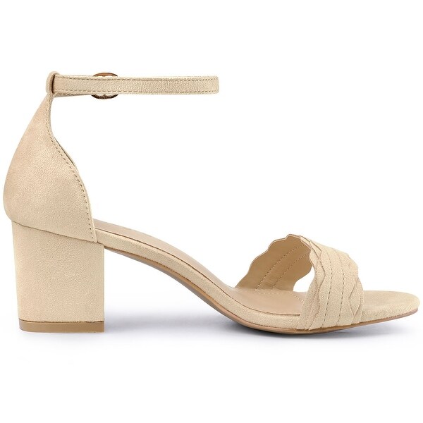 allegra k women's high chunky heel buckle ankle strap sandals