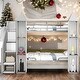 preview thumbnail 2 of 10, Metal Twin over Twin Castle-shaped Bunk Bed with Wardrobe and Multiple Storage