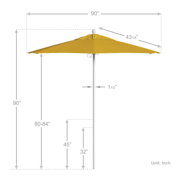 California Umbrella 75' Venture Series Patio Umbrella, White Aluminum Pole Fiberglass Ribs Push Lift Sunbrella
