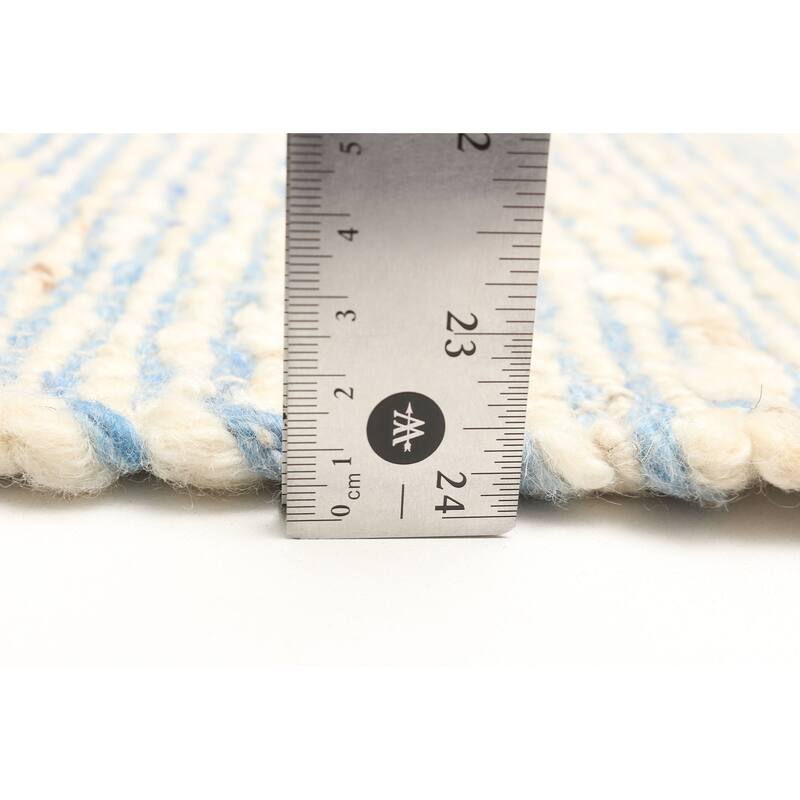 ECARPETGALLERY Braid weave Sienna Light Blue Wool Rug - 5'1 x 8'1