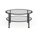 preview thumbnail 2 of 11, SEI Furniture Glenn Distressed Black Metal Round CoffeeTable with Glass Top and Shelf