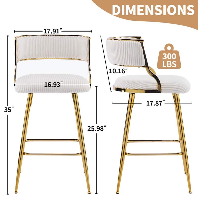 Thick Padded Cushion Metal Legs Modern Bar Stool