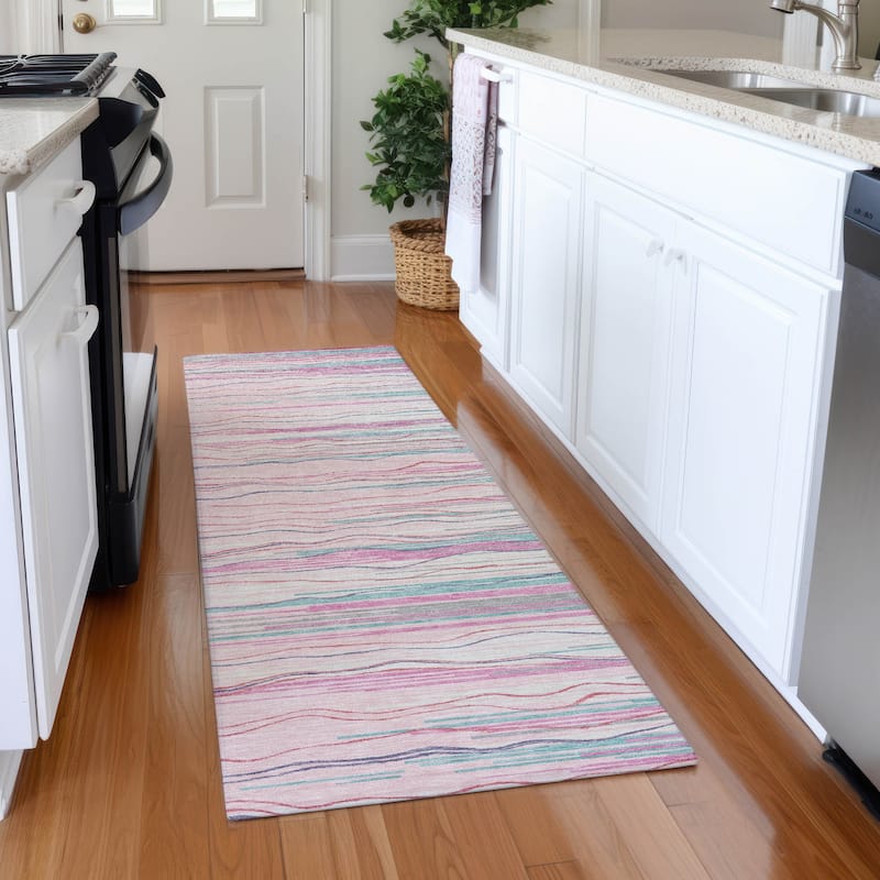 Premium Washable Super Soft Solid Landscape Mayfield Rug - Pink - 2'3" x 7'6"