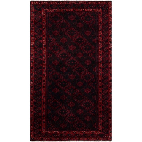 ECARPETGALLERY Hand-knotted Vintage Tribal Dark Red Wool Rug - 3'8 x 7'2