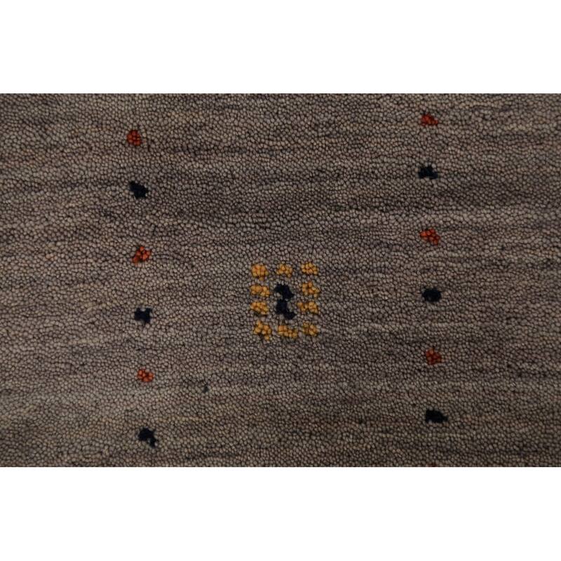 Brown Gabbeh Oriental Area Rug Hand-Knotted Wool Carpet - 5'3" x 7'6"