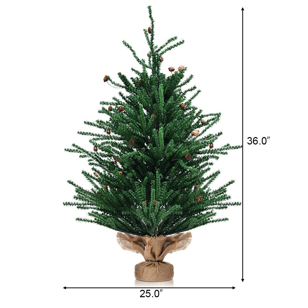 Shop Gymax Gymax 36 Mini Tabletop Artificial Christmas Carmel Tree W 30 Pine Cones Burlap Base Overstock 30088496