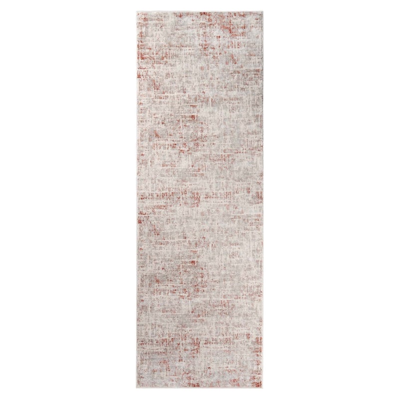 Superior Acer Distressed Abstract Modern Indoor Runner or Area Rug - 2' 7" x 8' - Rust