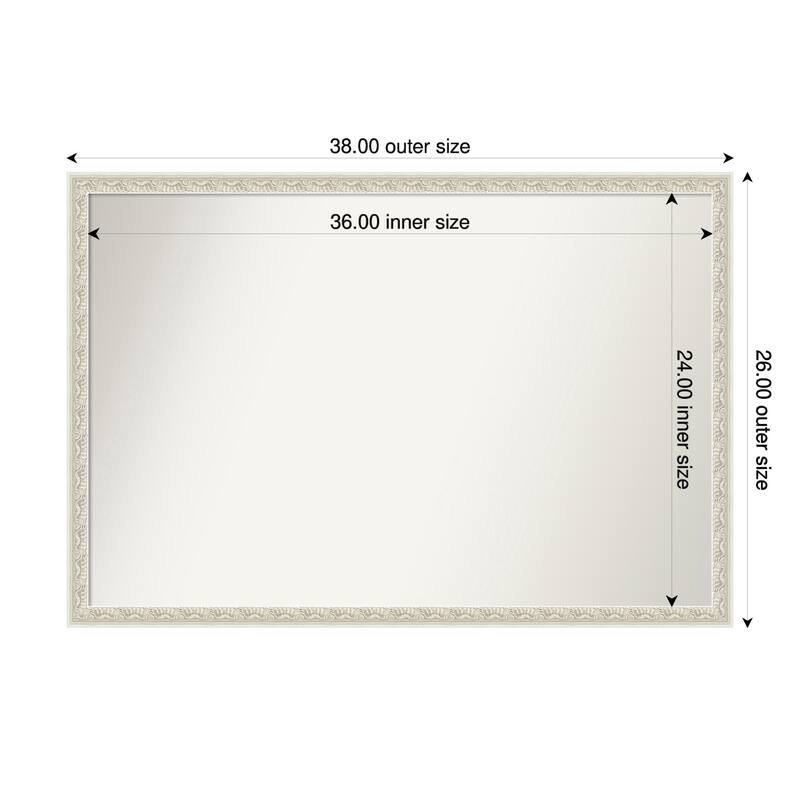 Bethany Non-Beveled Wood Framed Bathroom Vanity Wall Mirror - 38 x 26 in - Bethany Silver