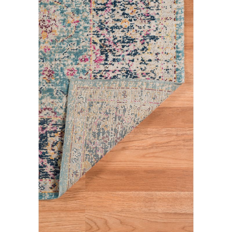 Ethereal Kimi Vintage Floral Turqouise Area Rug