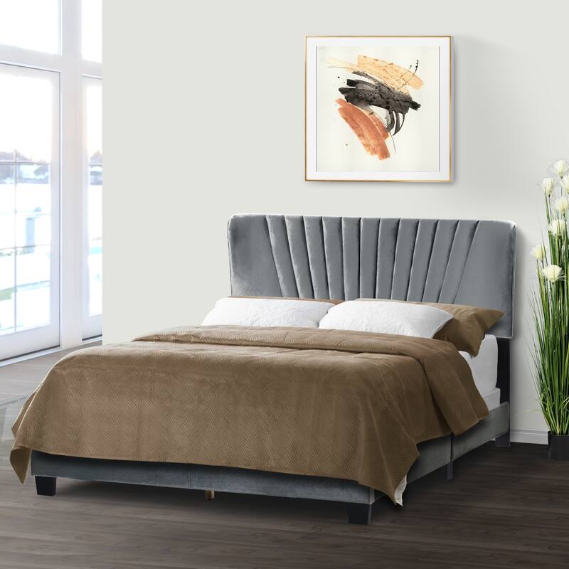 Autumn Fabric Queen Bed with Decorative Stitching