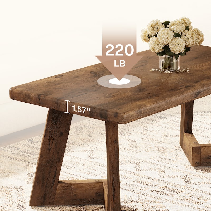 47-inch Farmhouse Wooden Coffee Table for Living Room