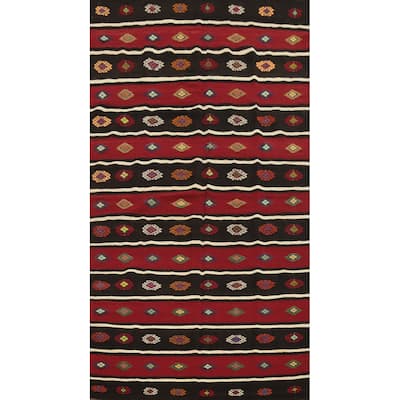 Hand Woven Oriental 100% Wool Carpet Southwestern Tribal Red Kilim Area Rug - 10' 0'' X 5' 10''