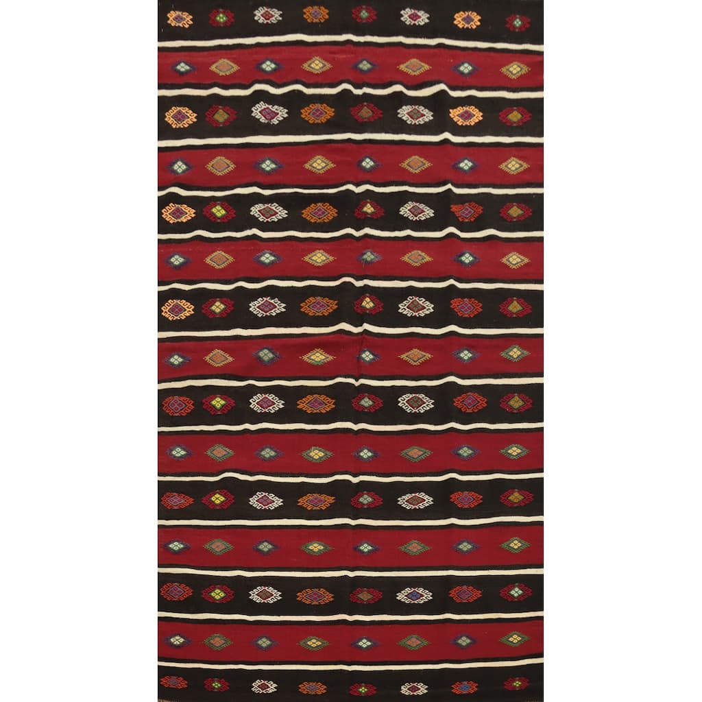 Hand Woven Oriental 100% Wool Carpet Southwestern Tribal Red Kilim Area Rug - 10' 0'' X 5' 10''