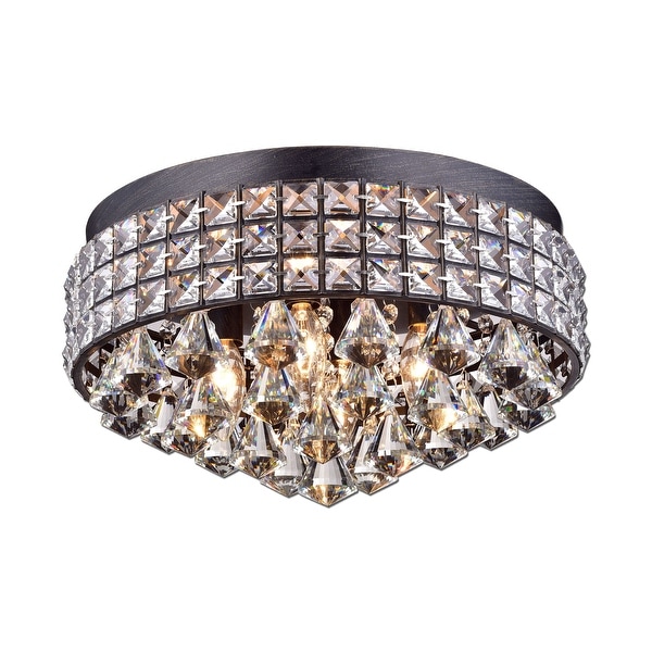 Silver Orchid Taylor Iron Shade Crystal Flush Mount Chandelier Black
