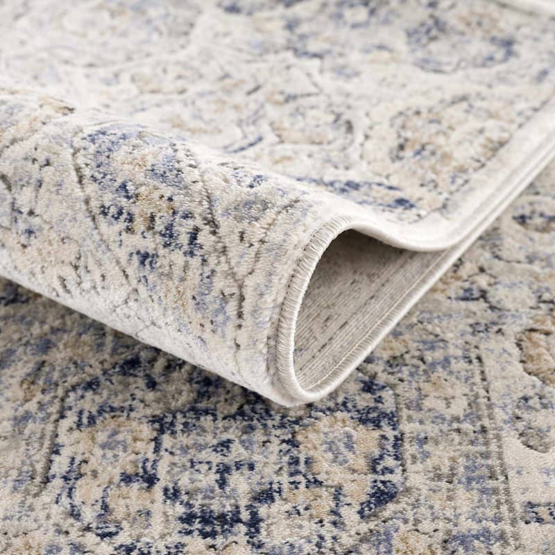 Hauteloom Bluffs Living Room, Bedroom Area Rug - Beige, Denim, Gray - 2' x 2'11"
