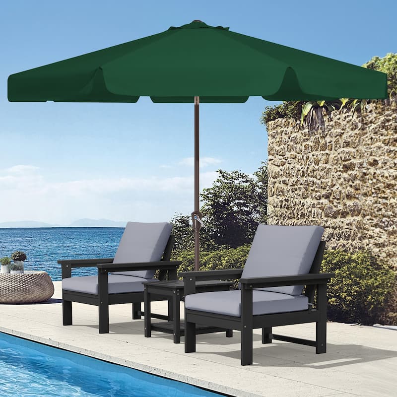 9ft Patio Market Umbrella with UV-Resistant and Sagging Edge Designed - Dark Green