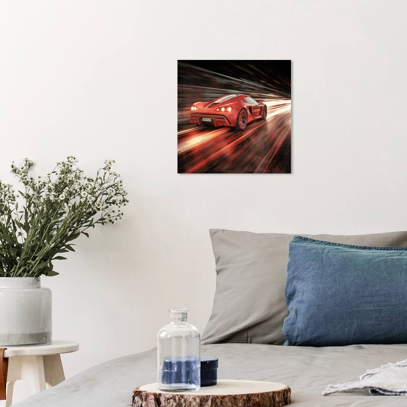 Wynwood Studio Canvas Transportation Just pretty fast please Red and Modern & Contemporary Wall Art Canvas Print - 12 x 12