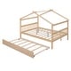 preview thumbnail 10 of 42, Full Size Wooden House Bed with Twin Size Trundle