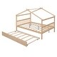 preview thumbnail 6 of 49, Kid Bed Frame Full Size Wooden House Platform Bed with Twin Size Trundle