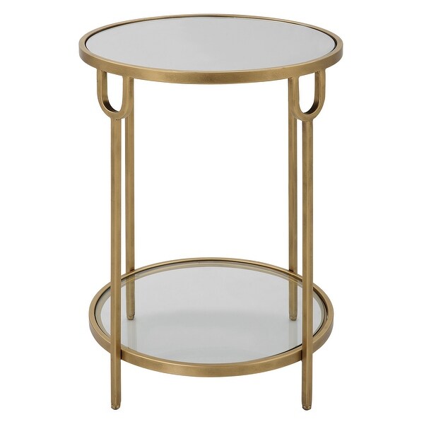 Antique Gold Iron 2-tier Side Table - 17 x 24 x 17 in.