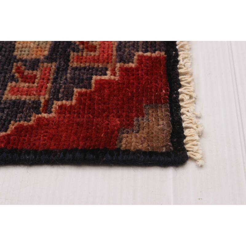 ECARPETGALLERY Hand-knotted Andelz Black, Red Wool Rug - 3'7 x 8'6