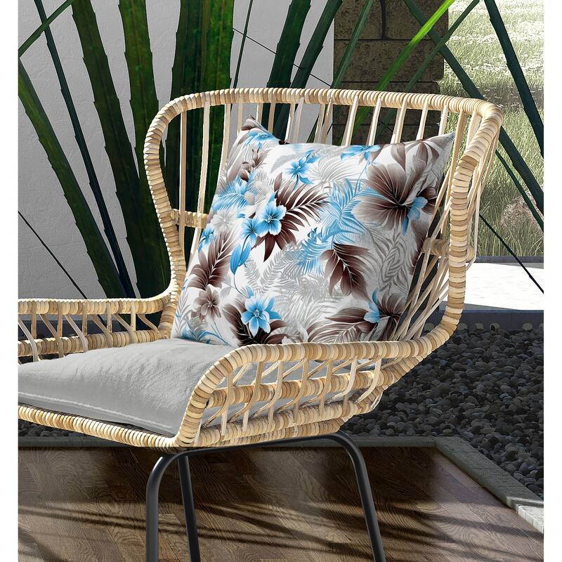 Enchanted Tropics Indoor/Outdoor Reversible Throw Pillow Silver and Brown