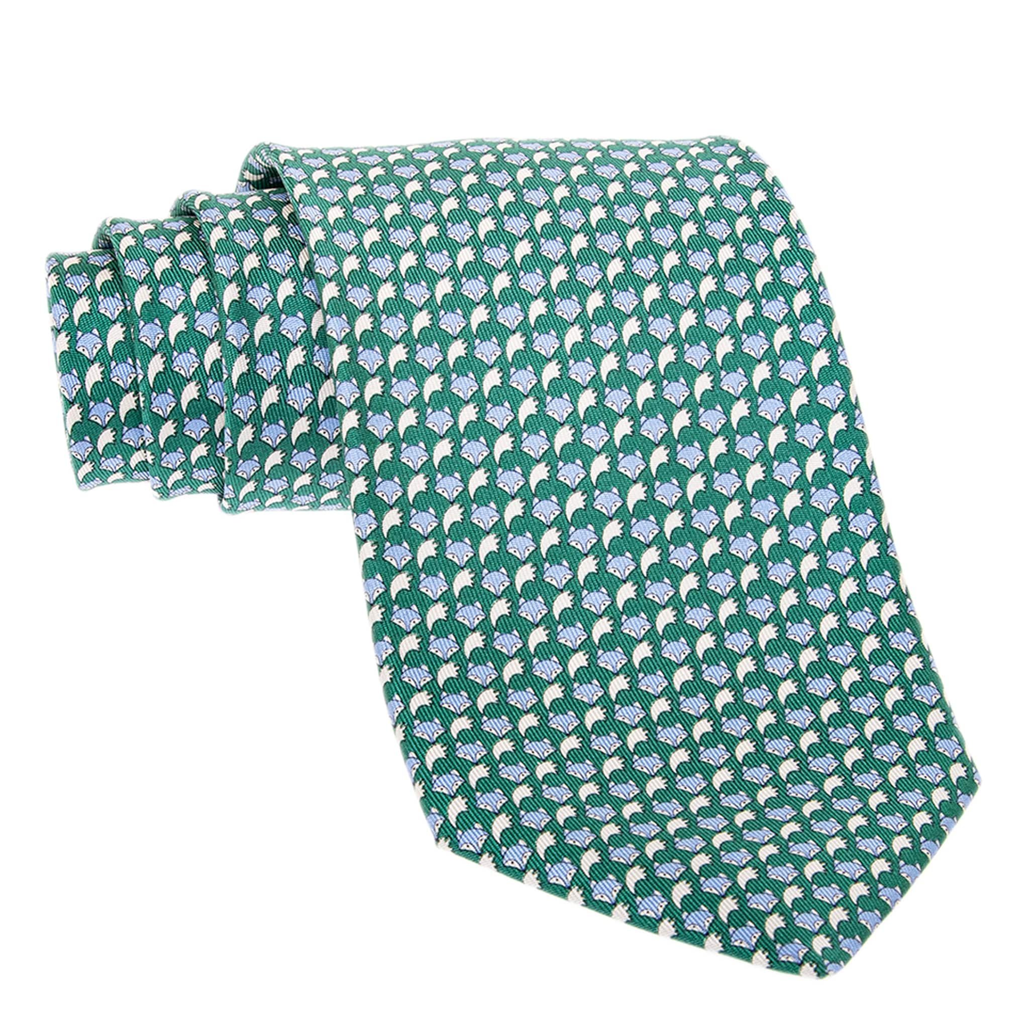 新品 Salvatore Ferragamo ネクタイ ミントグリーン 星 タグ Ferragamo-Fox-Print-Silk-Tie.jpg