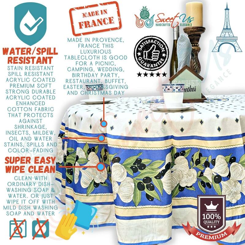 Wipeable Stain Resistant French Acrylic Coated Tablecloth Collection