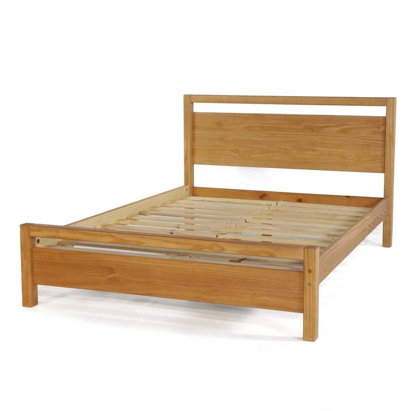 Modern Farmhouse Platform Bed with Solid Wood Frame Design