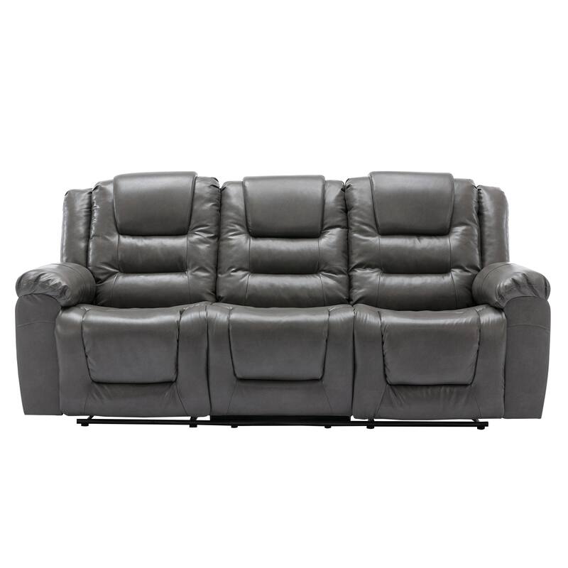 3 Seater Home Theater Recliner Manual Recliner Chair with Two Built-in Cup Holders for Living Room,Bedroom