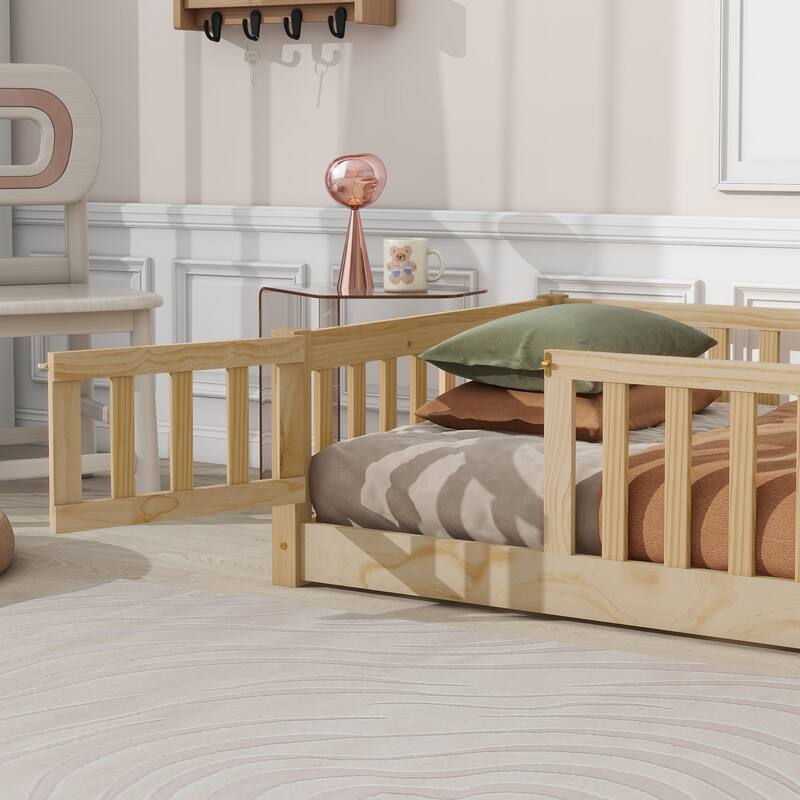 Floor Platform Bed With Fence And Door