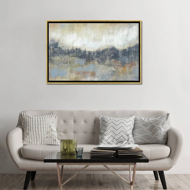iCanvas "Cool Grey Horizon I" by Jennifer Goldberger Framed Canvas Print