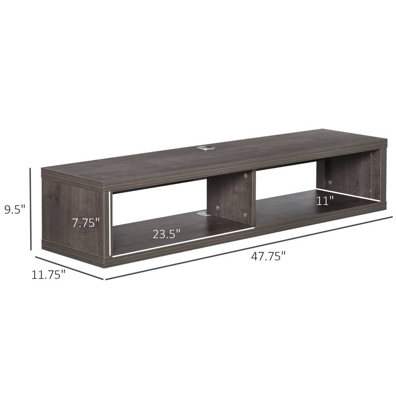 47.75" Wall Mounted TV Stand with Two Open Compartments and Cable Holes for 50 Inch TVs