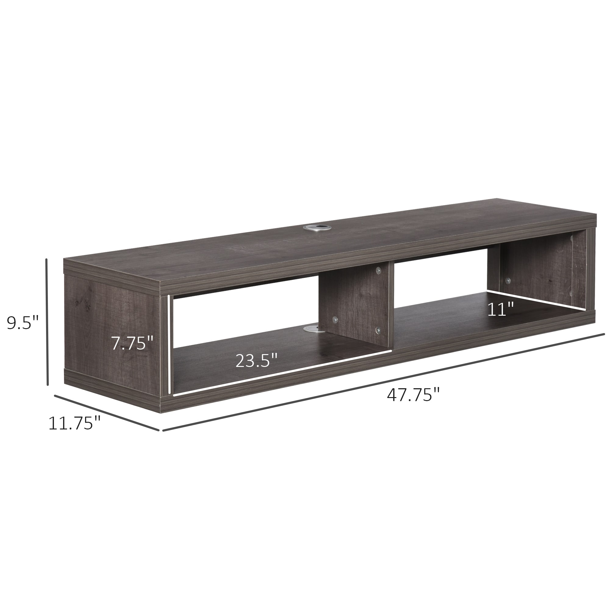 Homcom Wall Mounted Media Console Floating Tv Stand Component Shelf Entertainment Center Unit Dark Grey Wood Grain Overstock 32941209