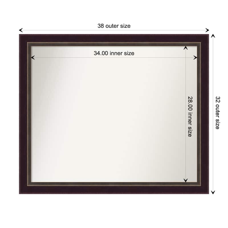 Signore Bronze Framed Non-Beveled Custom Wall Mirror, Bathroom Vanity Mirror - Outer Size: 38.25 x 32.25