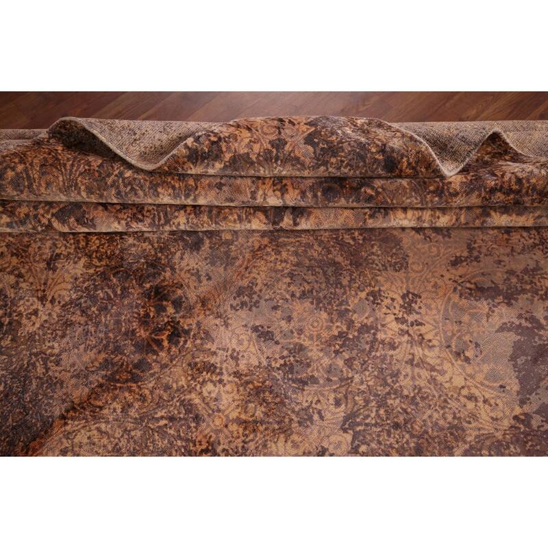 Abstract Indian Area Rug Hand-Knotted Wool Carpet - 8'2"x 11'5"