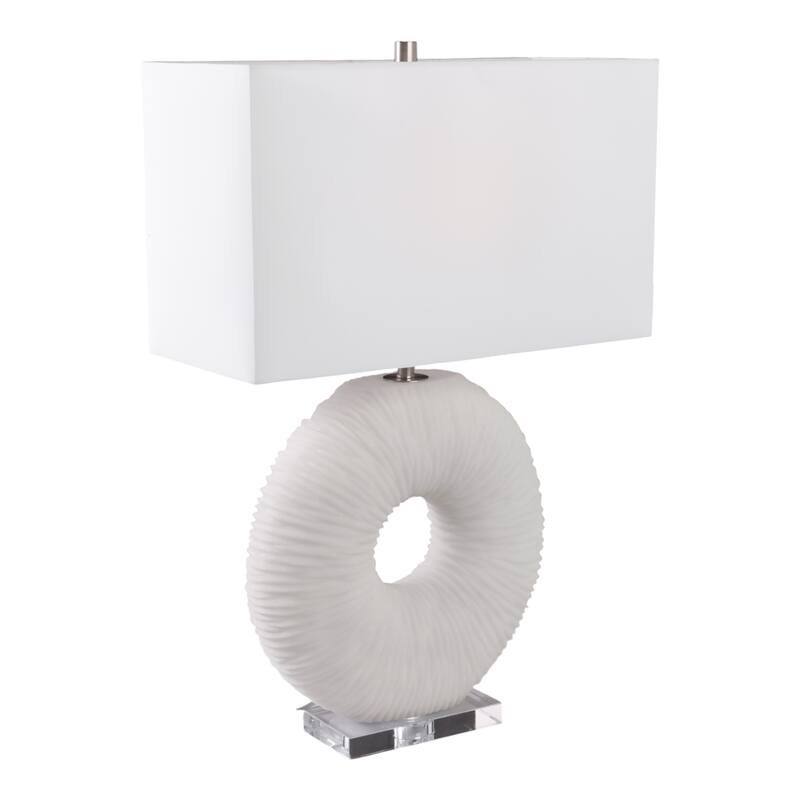 Stone Table Lamp Modern Rectangular Oval Shade Accent - 31" White - 20" x 9" x 31"
