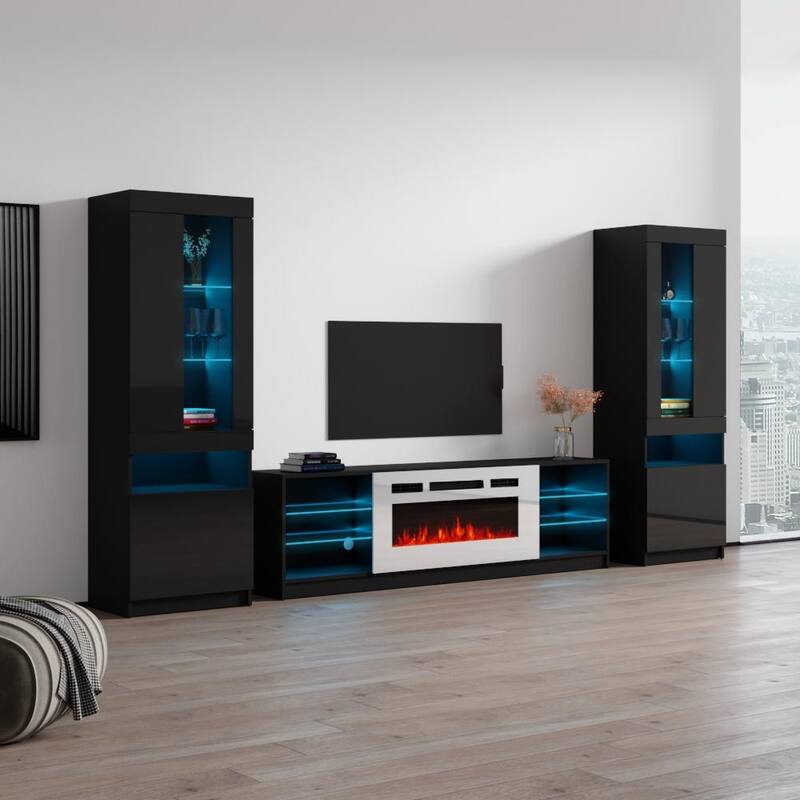 Boston WH01 Electric Fireplace Modern Wall Unit Entertainment Center