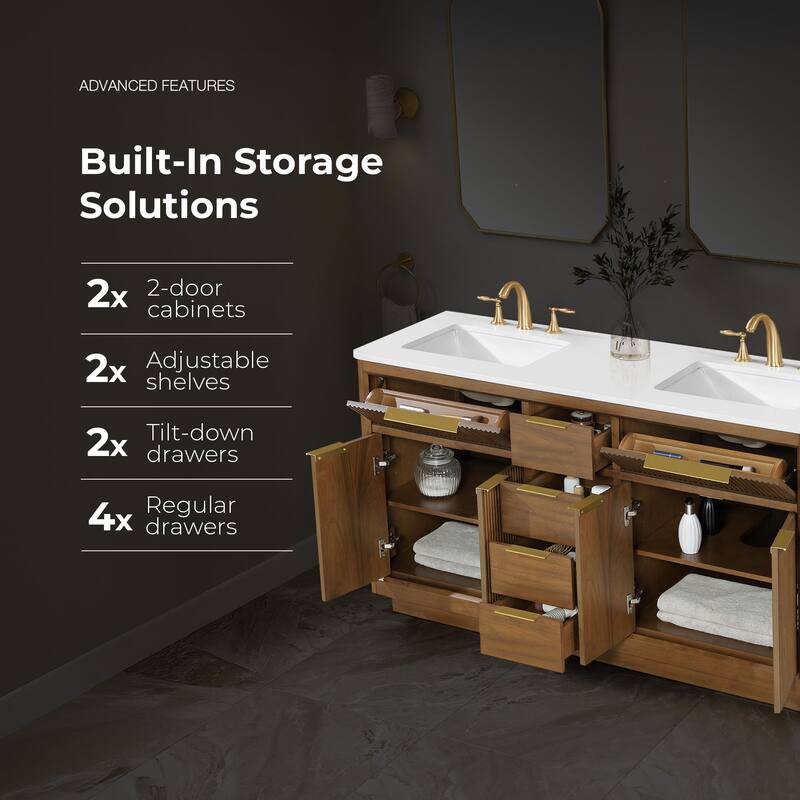 OVE Xander Bathroom Vanity with White Engineered Stone Top