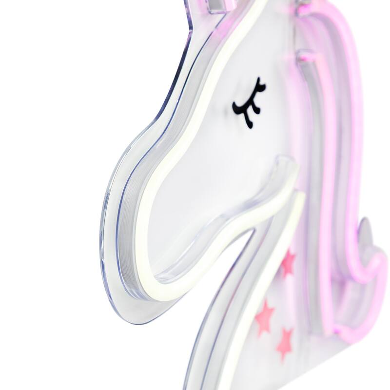 LED Unicorn Neon Lighted Wall Art - 13" - White and Pink