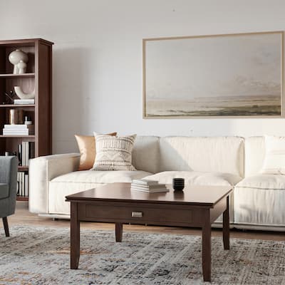WYNDENHALL Stratford SOLID WOOD 36" Wide Transitional Square Coffee Table in Russet Brown - 36"d x 36"w x 18"h