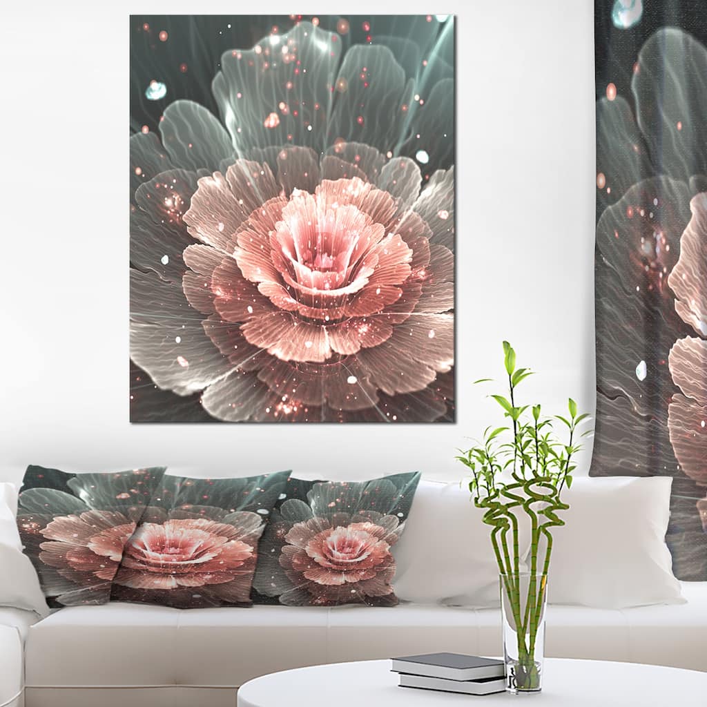 Abstract Fractal Pink Gray Flower - Floral Art Canvas Print