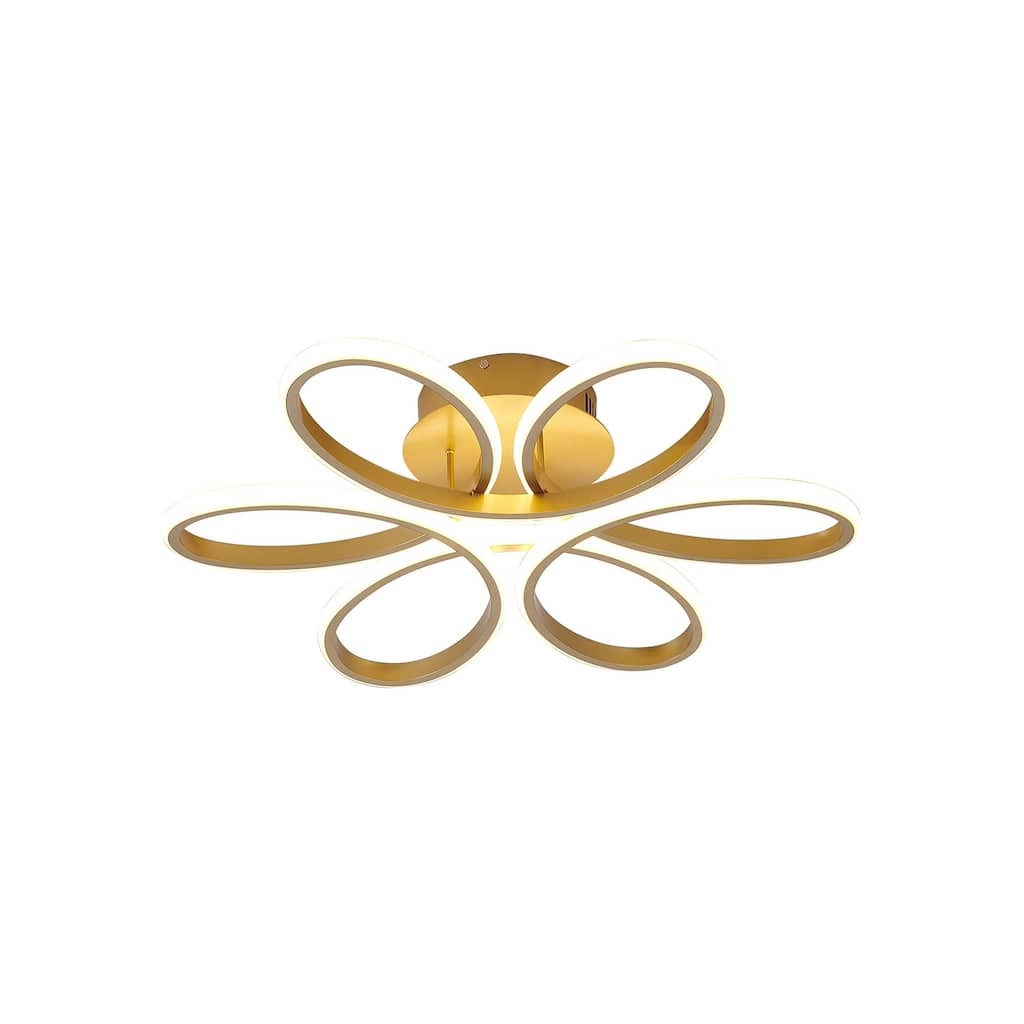 6-Light Dimmable Brass LED Flush Mount With White Acrylic Diffusers