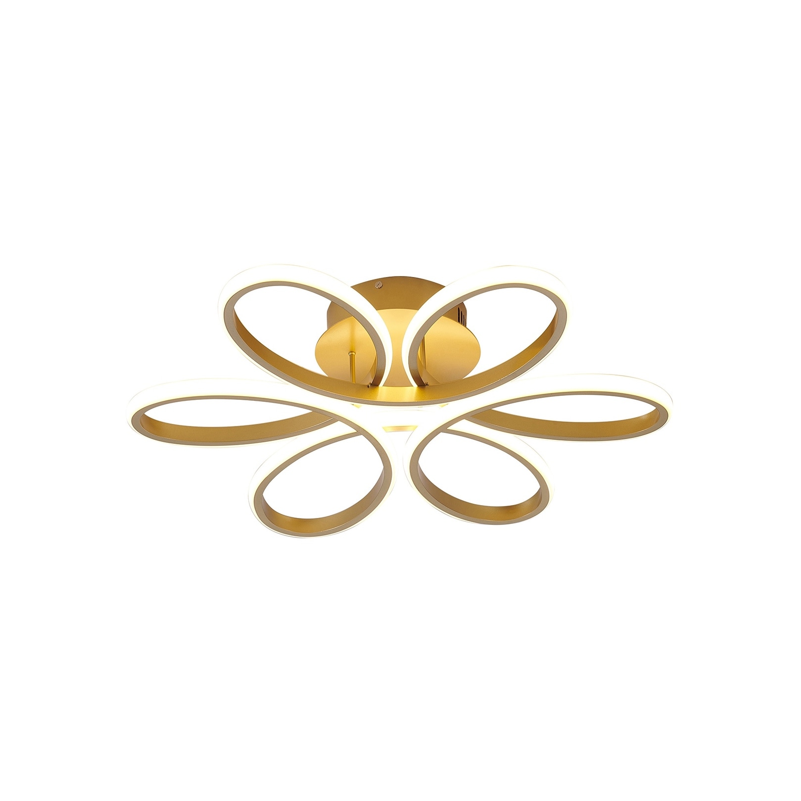 Transitional 6-Light Dimmable Brass LED Flush Mount With White Acrylic Diffusers