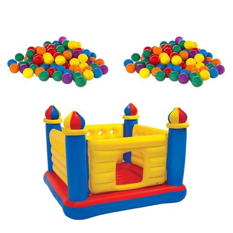 Intex 100-Pack Plastic Balls (2 Pack) w/ Inflatable Ball Pit Bouncer Ages 3-6