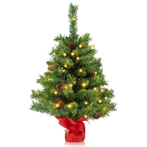 Costway 25" Pre-Lit Artificial Mini Christmas Tree w/ Pine Cones 50 - See Details